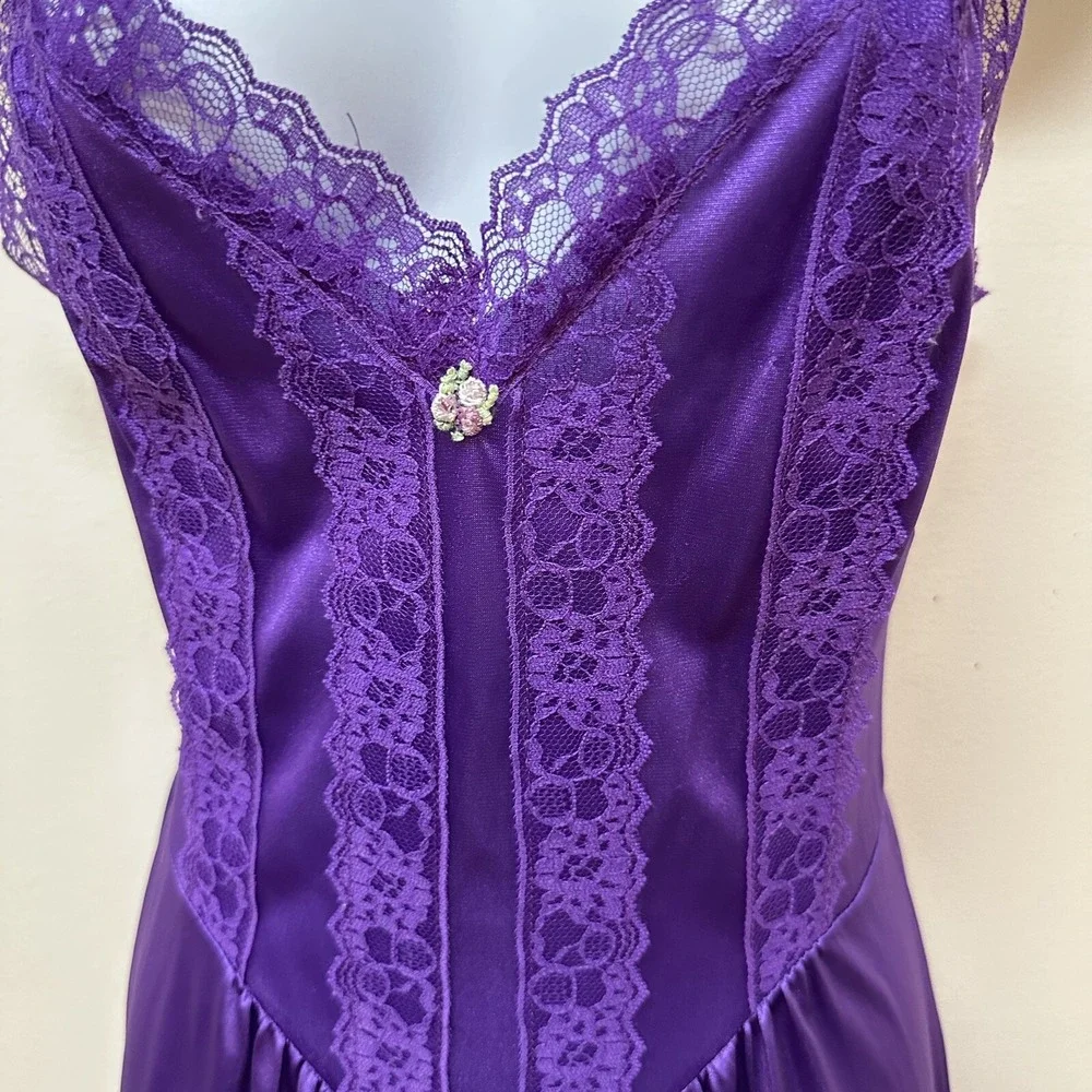 Lady Cameo Nylon Satin Negligee Jumpsuit PJ's Loungewear Jeannie Leg Size S